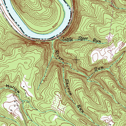 Topographic Map of Sharon Run, WV