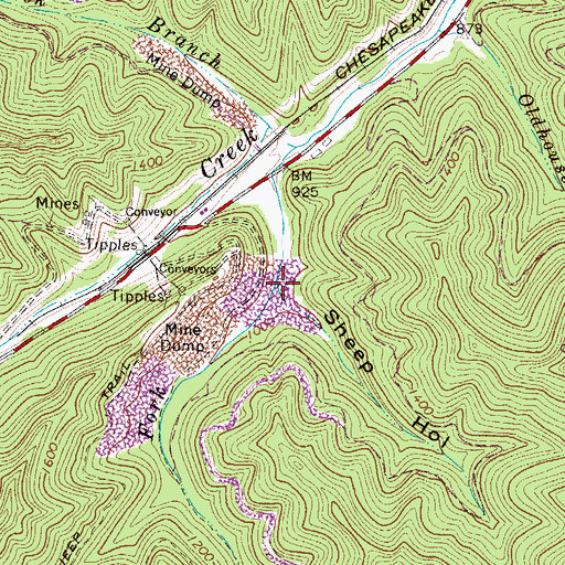 Topographic Map of Sheep Hollow, WV