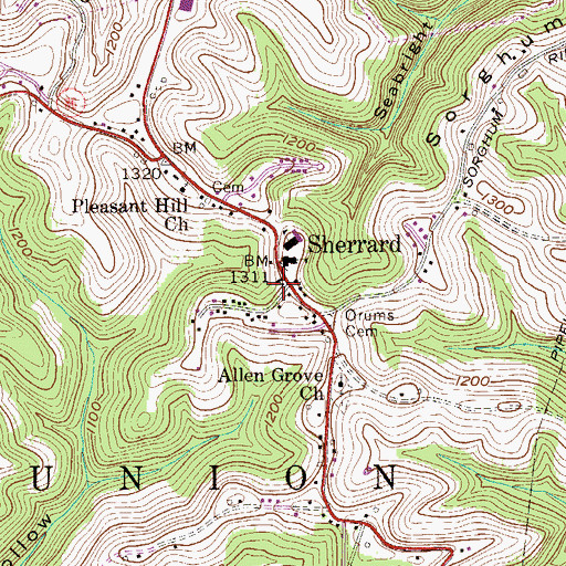 Topographic Map of Sherrard, WV