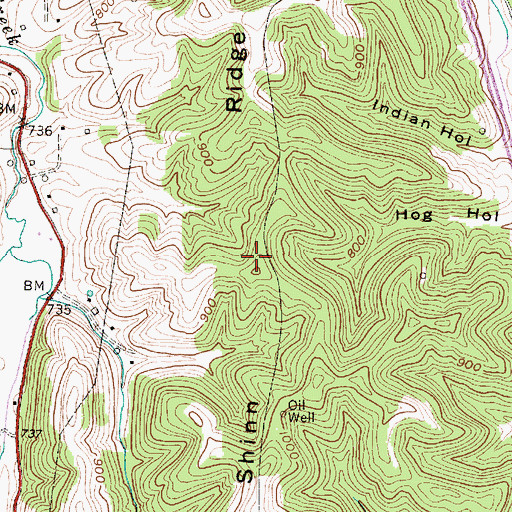 Topographic Map of Shinn Ridge, WV