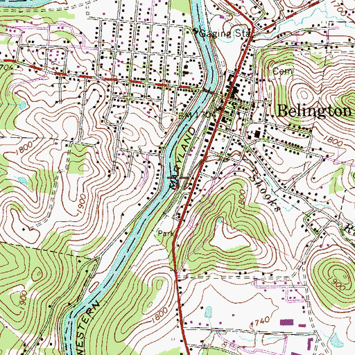Topographic Map of Shooks Run, WV