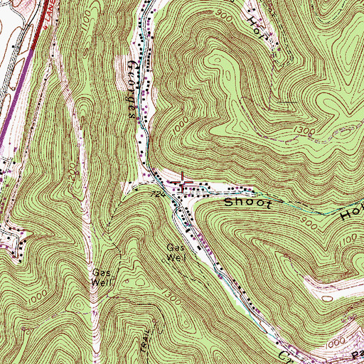 Topographic Map of Shoot Hollow, WV