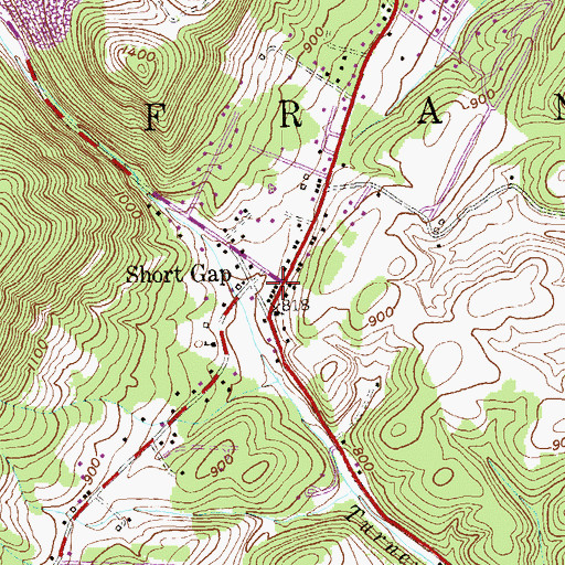 Topographic Map of Short Gap, WV