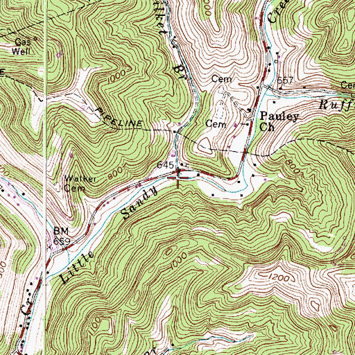 Topographic Map of Silket Branch, WV
