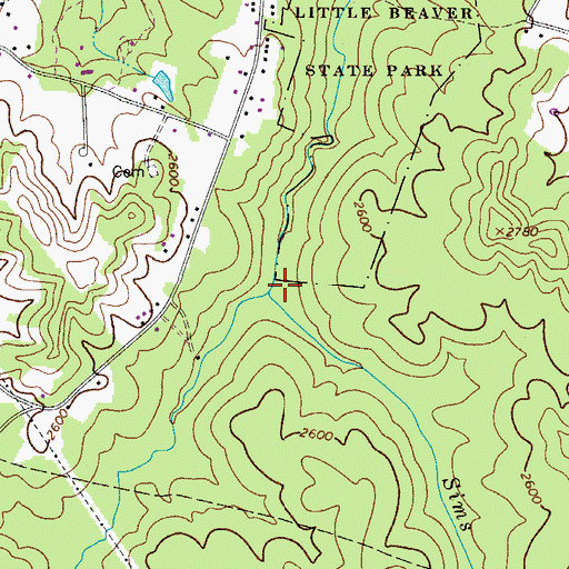 Topographic Map of Sims Branch, WV