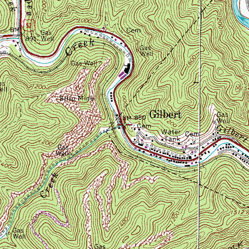 Topographic Map of Skillet Creek, WV