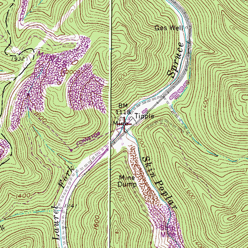 Topographic Map of Skin Poplar Branch, WV