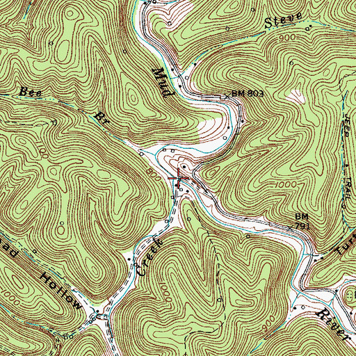 Topographic Map of Slab Creek, WV