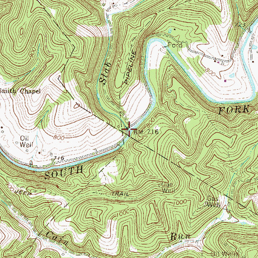 Topographic Map of Slab Creek, WV