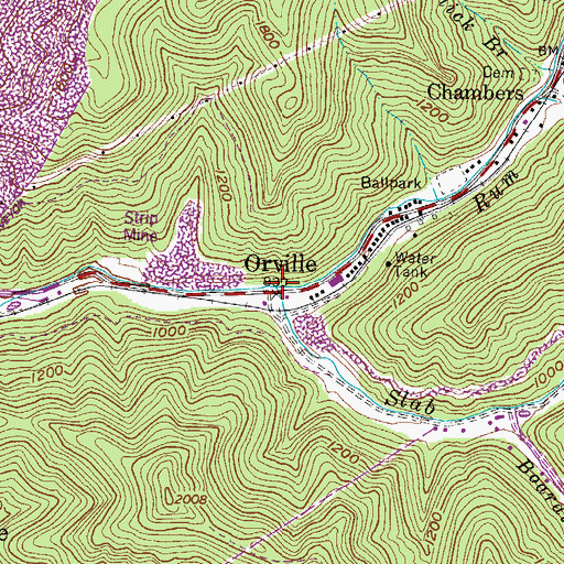 Topographic Map of Slab Fork, WV