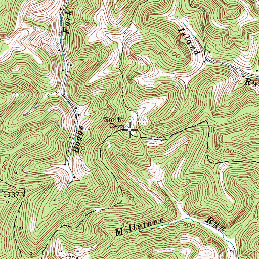 Topographic Map of Smith Cemetery, WV