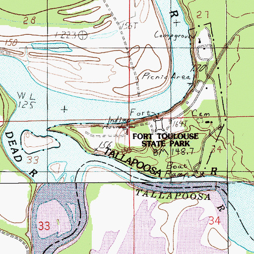 Topographic Map of Taskigi Mound, AL