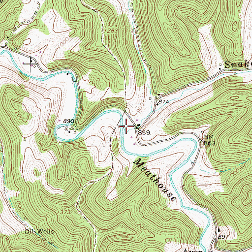 Topographic Map of Snake Run, WV