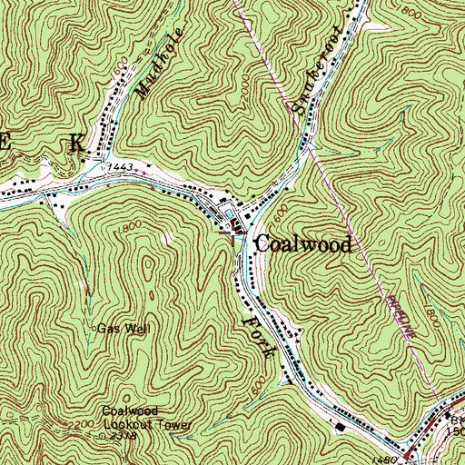 Topographic Map of Snakeroot Branch, WV