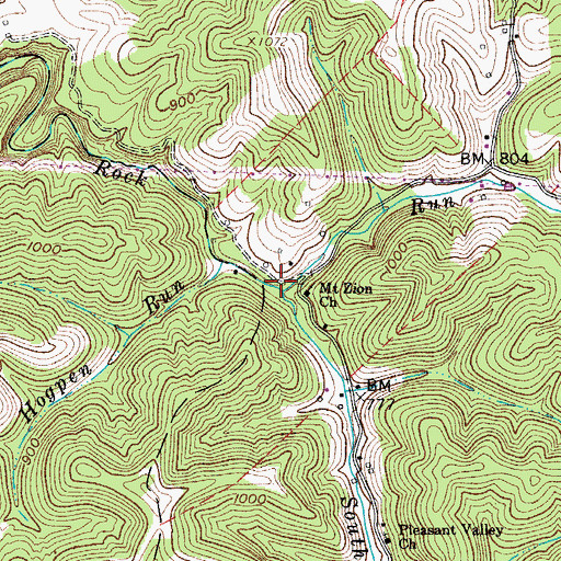 Topographic Map of South Fork Rock Run, WV