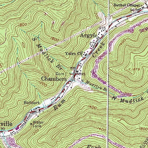 Topographic Map of South Mudlick Branch, WV