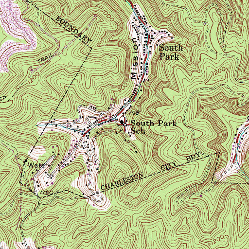 Topographic Map of South Park School (historical), WV