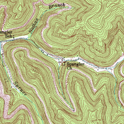 Topographic Map of Spangler Church, WV