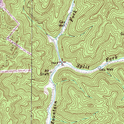 Topographic Map of Split Fork, WV