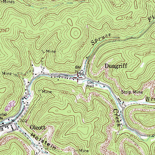 Topographic Map of Spruce Fork, WV