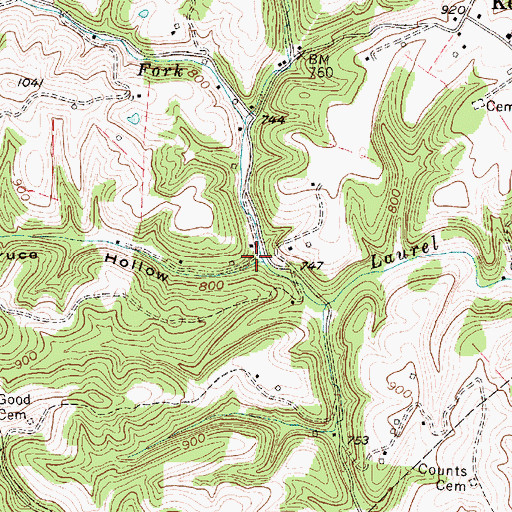 Topographic Map of Spruce Hollow, WV