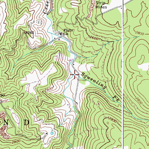 Topographic Map of Squealing Fork, WV