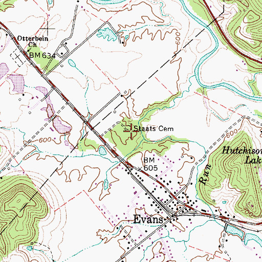 Topographic Map of Staats Cemetery, WV