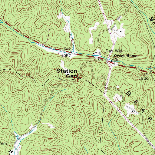 Topographic Map of Station Gap, WV
