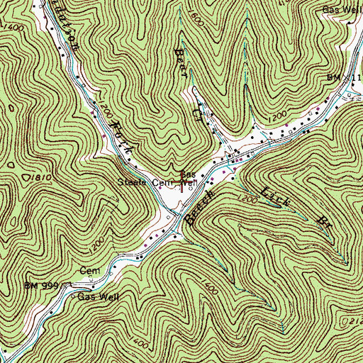 Topographic Map of Steele Cemetery, WV