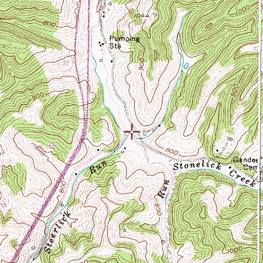 Topographic Map of Steerlick Run, WV