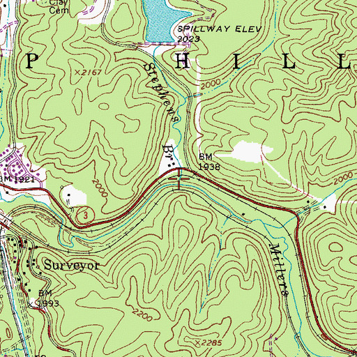 Topographic Map of Stephens Branch, WV