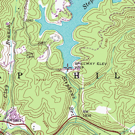 Topographic Map of Stephens Lake, WV