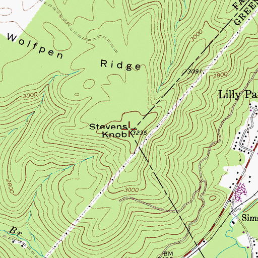 Topographic Map of Stevens Knob, WV