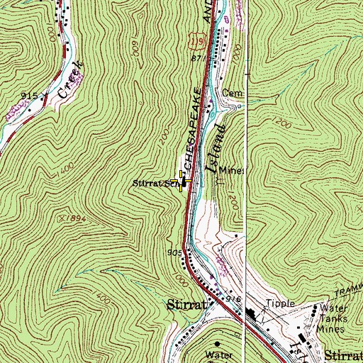 Topographic Map of Stirrat School (historical), WV