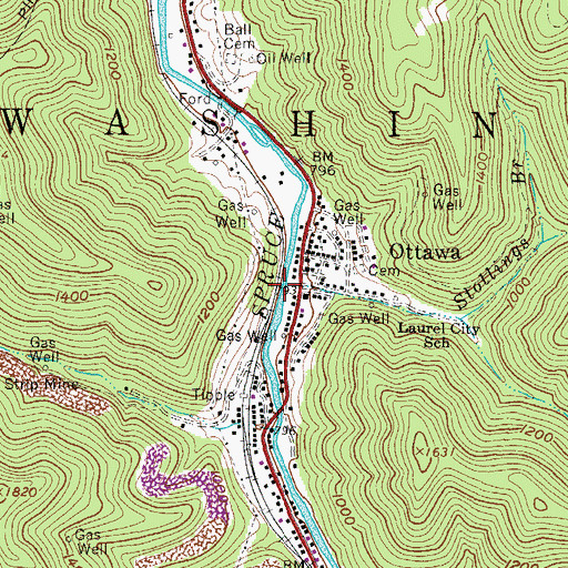 Topographic Map of Stollings Branch, WV
