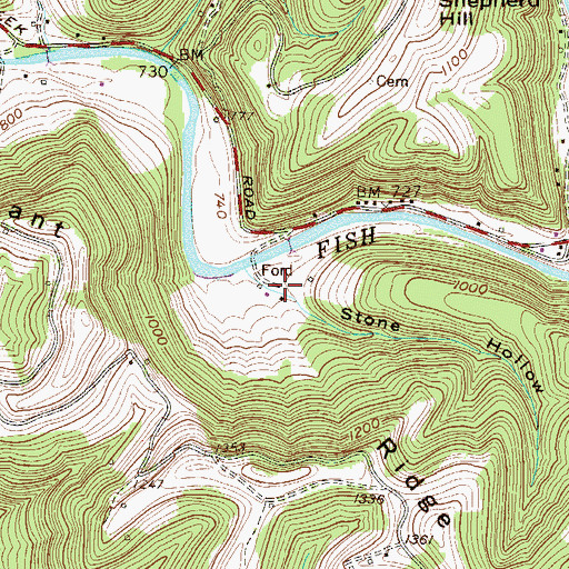 Topographic Map of Stone Hollow, WV
