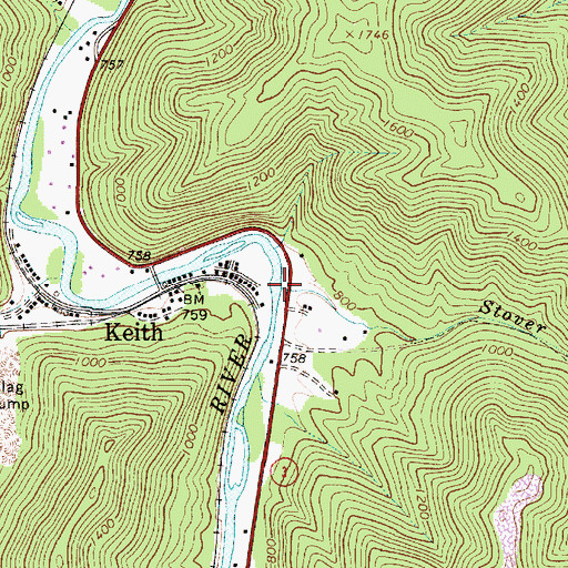 Topographic Map of Stover Branch, WV