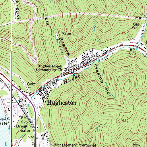 Topographic Map of Sugarcamp Branch, WV