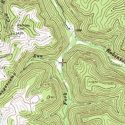 Topographic Map of Sugarcamp Run, WV