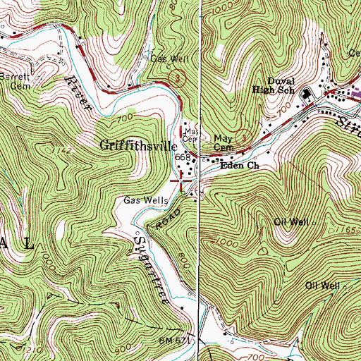 Topographic Map of Sugartree Fork, WV