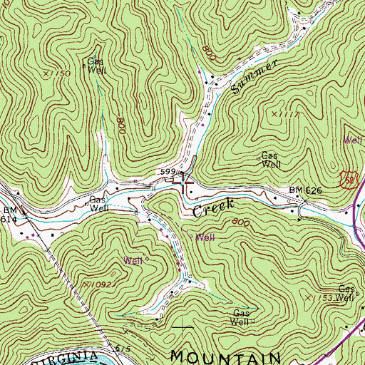 Topographic Map of Summer Fork, WV