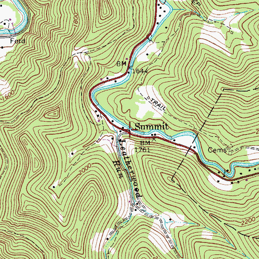 Topographic Map of Summit, WV