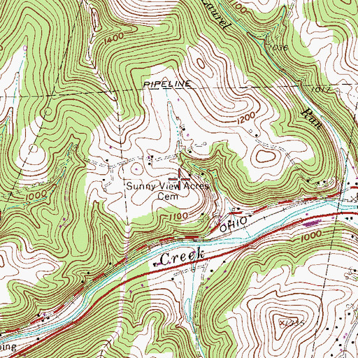 Topographic Map of Sunny View Acres Cemetery, WV