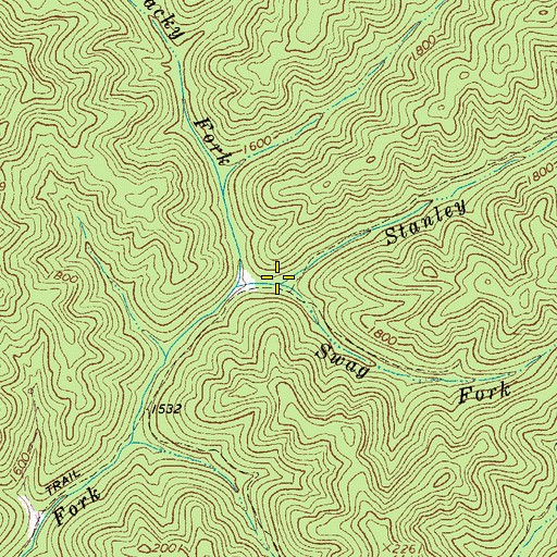 Topographic Map of Swag Fork, WV