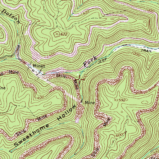 Topographic Map of Sweethome Hollow, WV