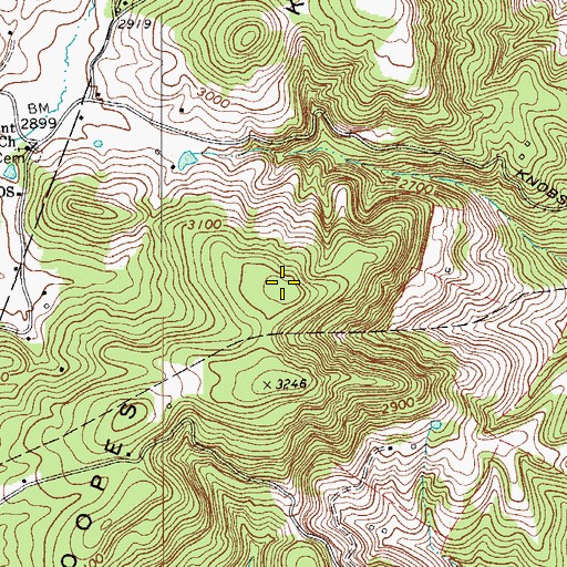 Topographic Map of Swoopes Knobs, WV