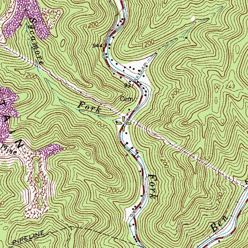 Topographic Map of Sycamore Fork, WV