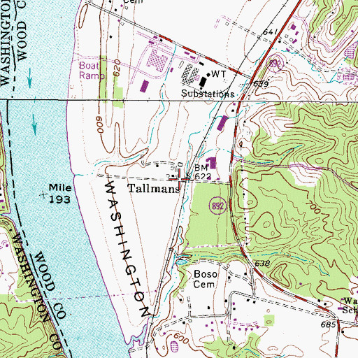 Topographic Map of Tallmans, WV