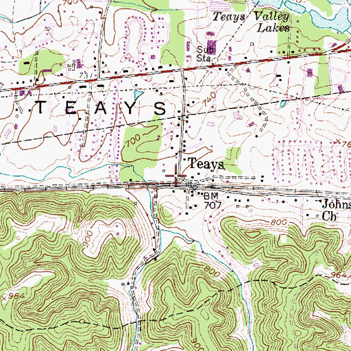 Topographic Map of Teays, WV