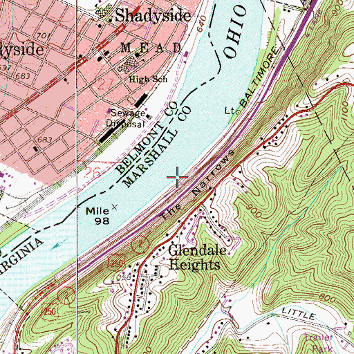 Topographic Map of The Narrows, WV